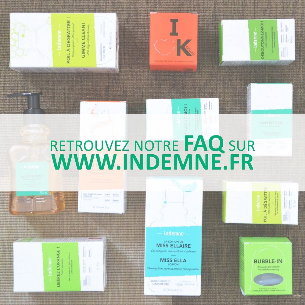 Foire au questions FAQ marque cosmétiques Indemne