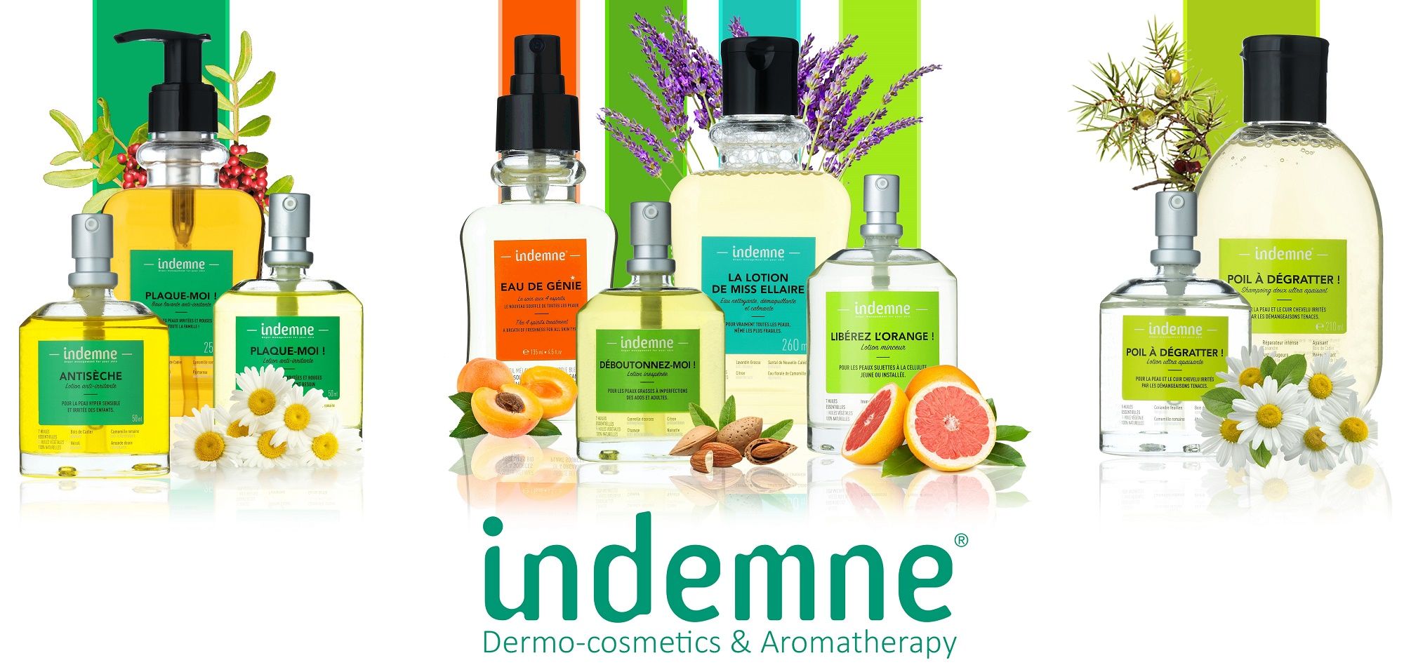 Gamme de cosmétiques naturels Indemne